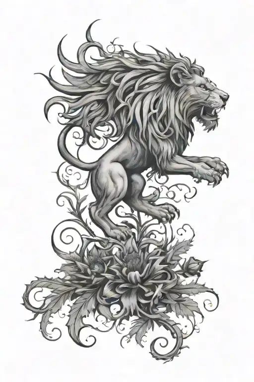 Rampant Lion and a Thistle tattoo design idea