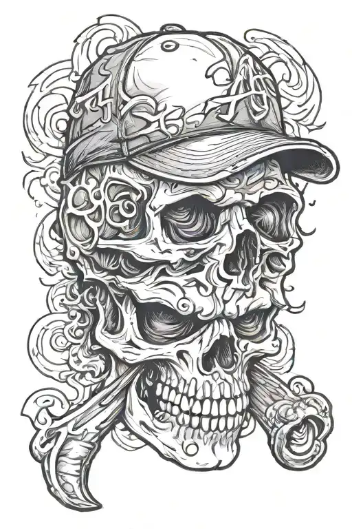 Atlanta Braves A with Skull tattoo design idea