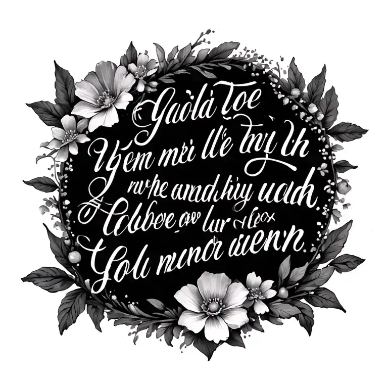 spine tattoo with dainty flowers and a bible verse tattoo design idea