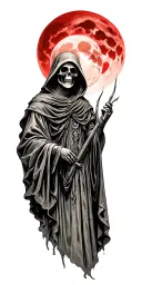 grim reaper red moon rising tattoo design idea