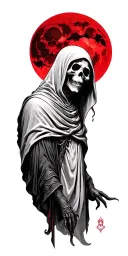 grim reaper red moon rising tattoo design idea