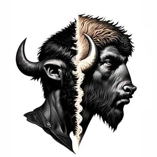 half man and half buffalo tattoo design idea