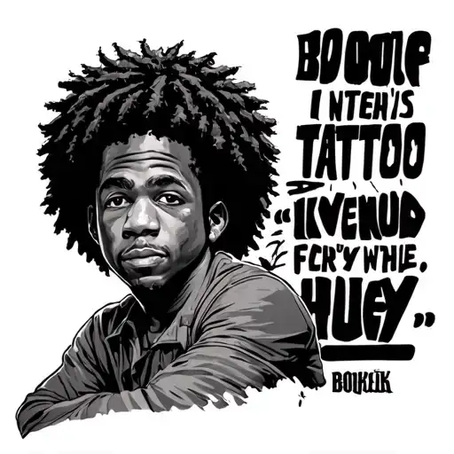 huey from boondocks with one of his quotes on my whole forearm tattoo design idea
