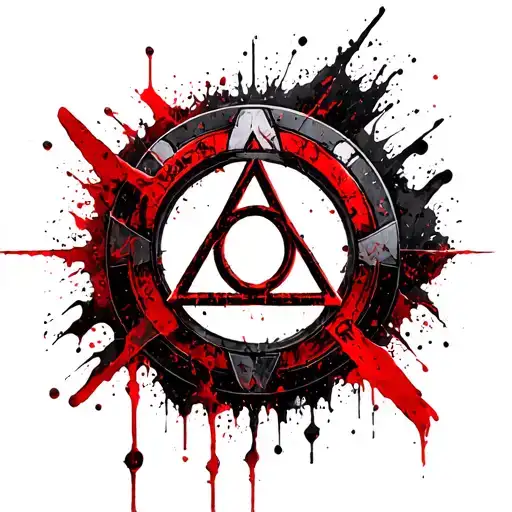 arc reactor mixed deathly hallows symbol tattoo design idea