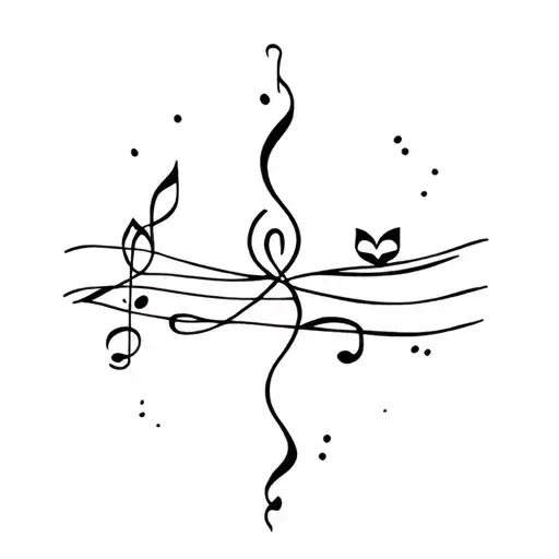 Make me a fine line tattoo that symbolizes my journey. Include things like music, healing, peace, spirituality, travelin tattoo design idea