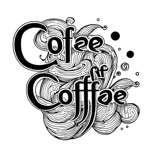 Coffee smoke chemistry of caffeine letters comic sand tattoo design idea