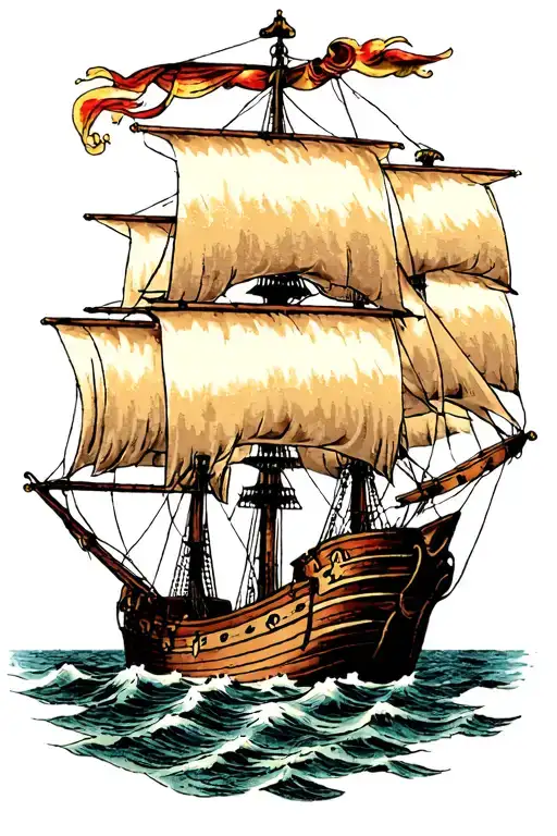 galleon tattoo design idea