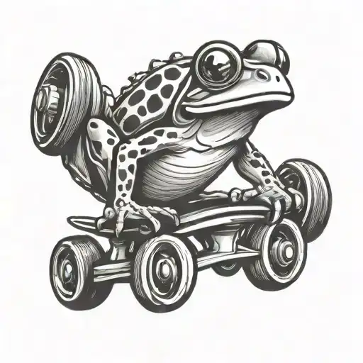 roller skate boarding frog tattoo design idea