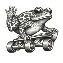 roller skate boarding frog tattoo design idea