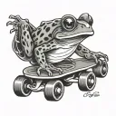 roller skate boarding frog tattoo design idea