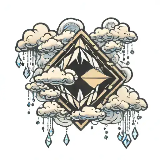 clouds raining diamonds tattoo design idea