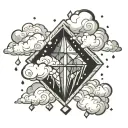 clouds raining diamonds tattoo design idea