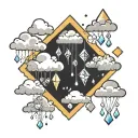 clouds raining diamonds tattoo design idea