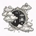 clouds raining diamonds tattoo design idea