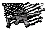 American flag, M4 rifle, bradley fighting vehicle tattoo design idea