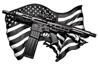 American flag, M4 rifle, bradley fighting vehicle tattoo design idea