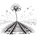 road to hell there is a railway track small carnation flower  tattoo design idea