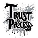 Trust the process melted writing  tattoo design idea