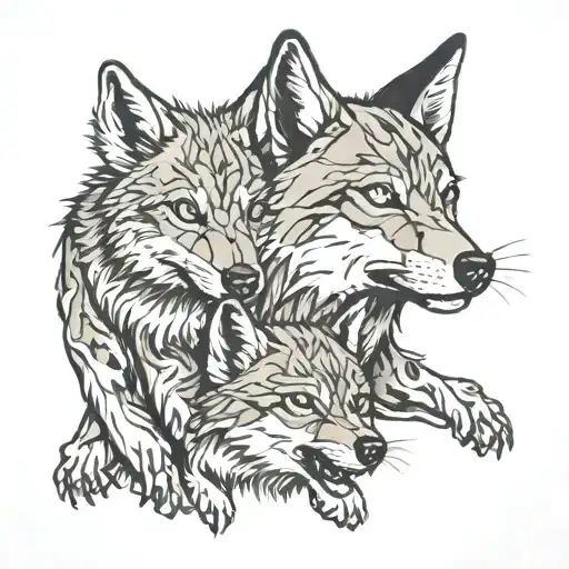 wolf cub and father son tattoo tattoo design idea