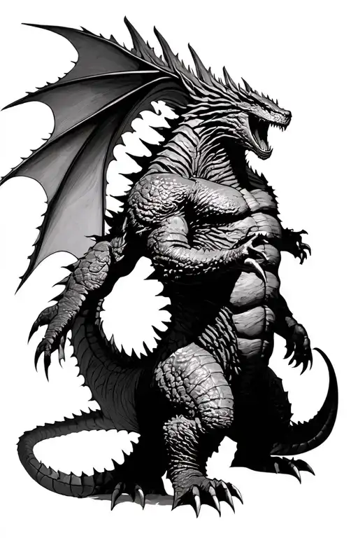 godzilla fighting ghidorah tattoo design idea