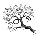wedding ring tattoo into a family tree branch 3 kids tattoo design idea