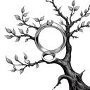 wedding ring tattoo into a family tree branch 3 kids tattoo design idea