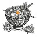 Chinese noodles with egg and tomatoes  tattoo design idea