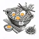 Chinese noodles with egg and tomatoes  tattoo design idea