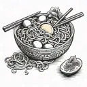 Chinese noodles with egg and tomatoes  tattoo design idea