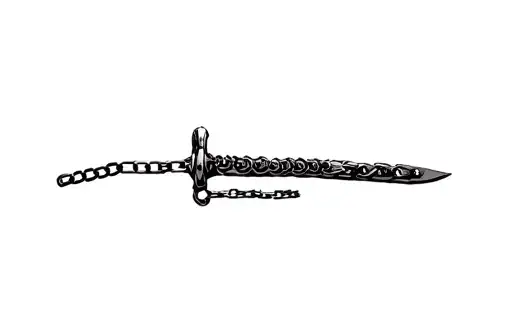 "knife with chains for arm wris" tattoo design idea