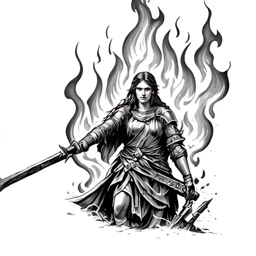 Joan of arc burning at the stake tattoo design idea