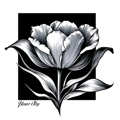 tulip and wave tattoo design idea