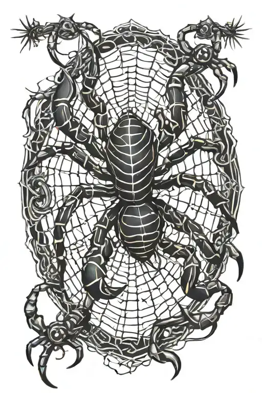 A mixture of scorpion and spider web tattoo design idea