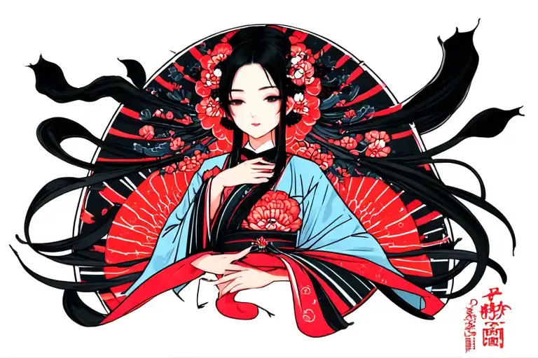 kaguya with details Japan inspired color tattoo tattoo design idea