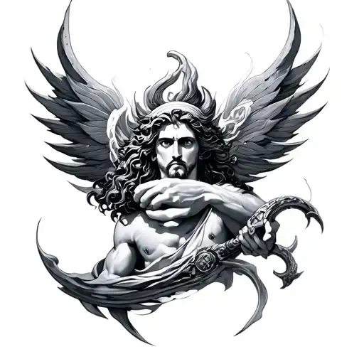 concept tattoo with Neptune god  tattoo design idea
