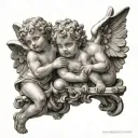 two cherubs raphael pectoral front delt tattoo design idea