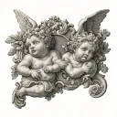 two cherubs raphael pectoral front delt tattoo design idea
