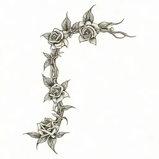 flowers, roses and thorns, long tattoo design tattoo design idea