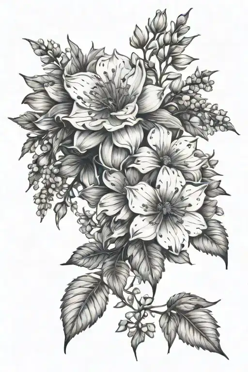 "Hadley" with Heather flowers growing tattoo design idea