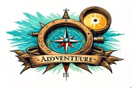 compass with adventure, family, travel, business tattoo design idea
