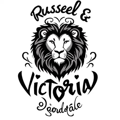 "Russell & Victoria " heart shape lion tattoo design idea