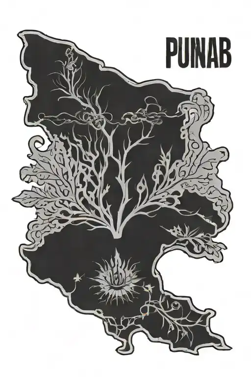 Punjab state outline tattoo design idea