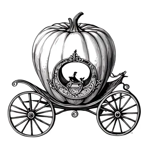pumpkin carriage Cinderella tattoo design idea