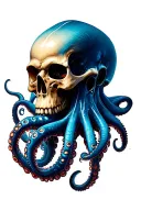 Kraken Squid with a skull tattoo design idea