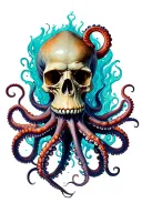 Kraken Squid with a skull tattoo design idea