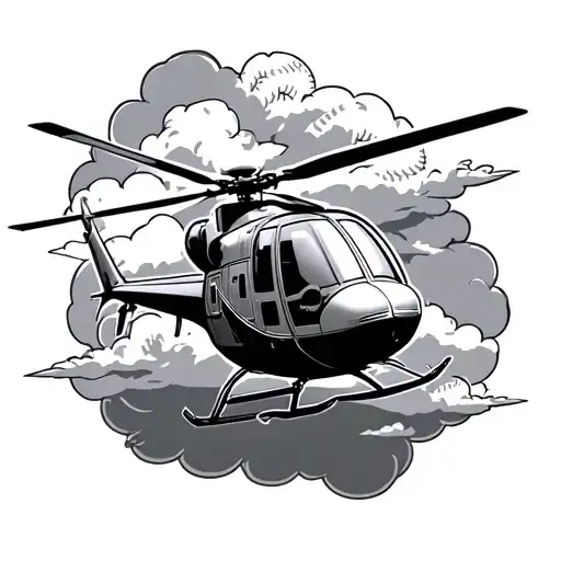 helicopter baseball diamond clouds tattoo design idea