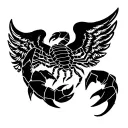 scorpions symbol arm to hand with mystic greek style wirh angel wings  tattoo design idea