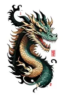 *"Create a realistic, full forearm tattoo design inspired by the stage name **‘The Lost Dragon Warrior’**. The design s tattoo design idea