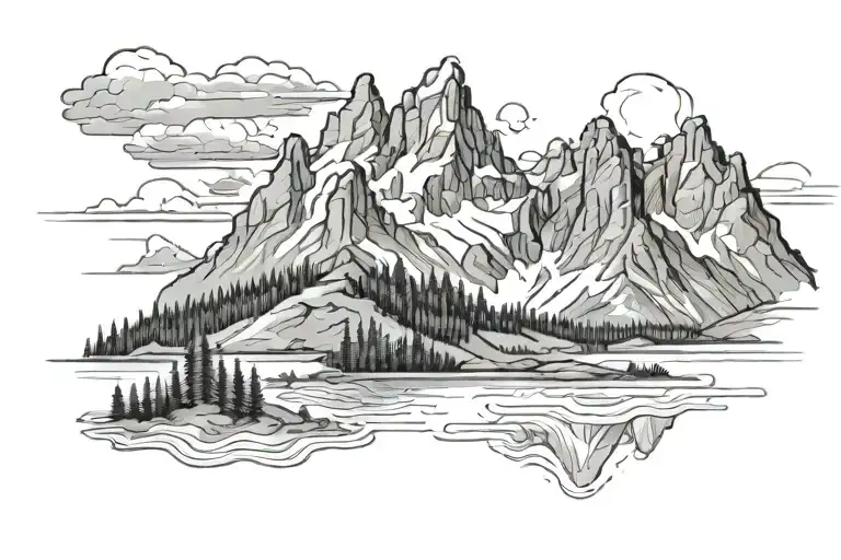 grand Teton Mountain Range tattoo design idea