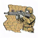 a soldier shooting from behind a wall tattoo design idea
